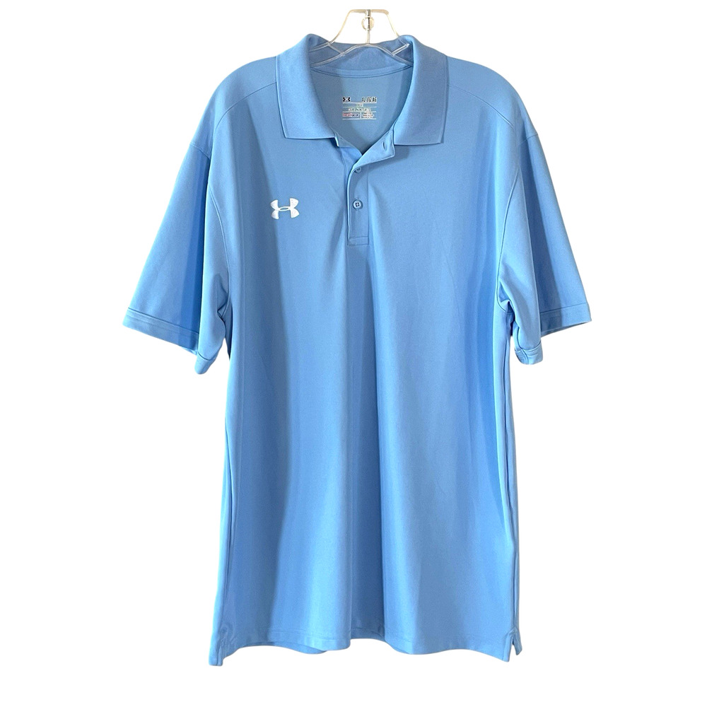 UNDER ARMOUR Heat Gear Men's Size XL LOOSE Light Blue Short Sleeve Golf Shirt